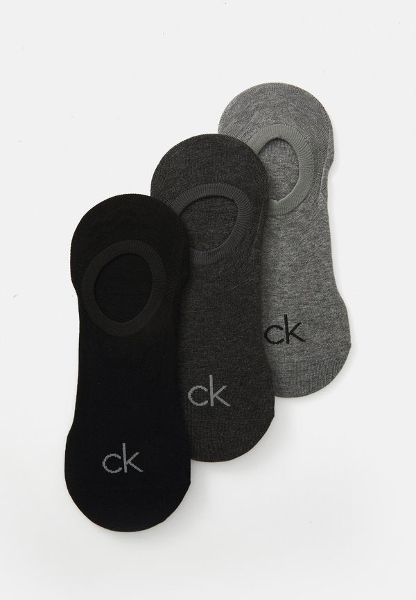 Calvin Klein Underwear MEN FOOTIE HIGH CUT 3 PACK - Invisible socks - grey melange