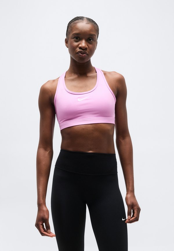 Nike Performance UNPADDED BRA - Medium support sports bra - light magenta/white