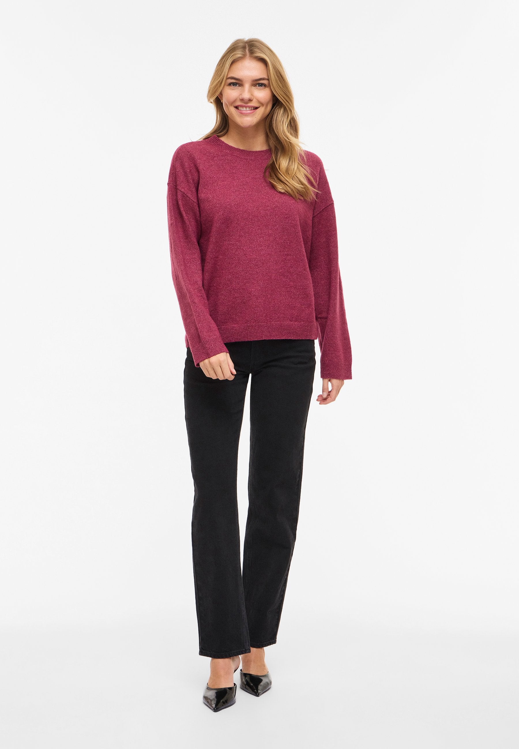 VILA VILIGA L/S O-NECK KNIT TOP - NOOS