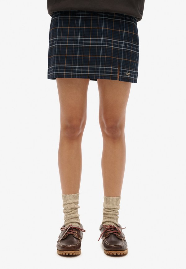Superdry & Co CHECK  - A-line skirt - blue  yellow check