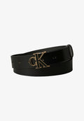 Calvin Klein ROUND BUCKLE - Belt - black/antique light gold-coloured