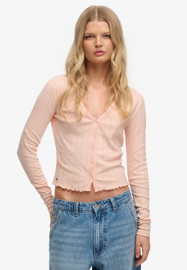 Superdry & Co SUPERDRY ATHLETIC ESSENTIAL POINTELLE CARDIGAN.. - Cardigan - rose blush pink