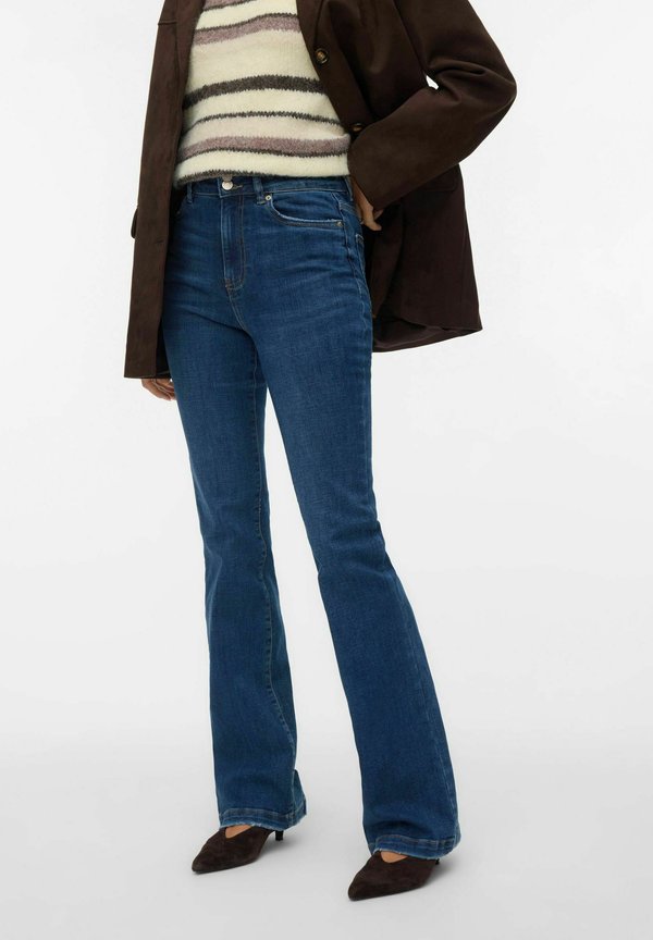 Vero Moda Flared fit VMTANNA High waist - Bootcut jeans - dark blue denim