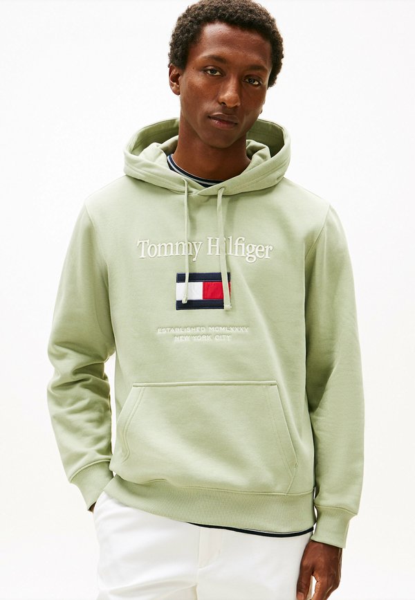 Tommy Hilfiger EMBRO FLAG HOODIE - Hoodie - earth sage