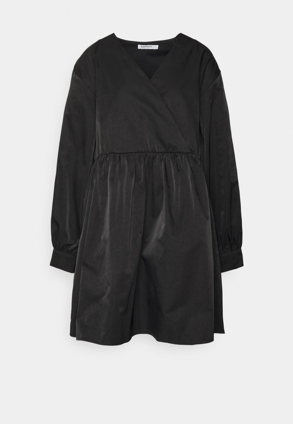 Glamorous Tall FIXED WRAP FRONT SMOCK DRESS WITH LONG SLEEVES