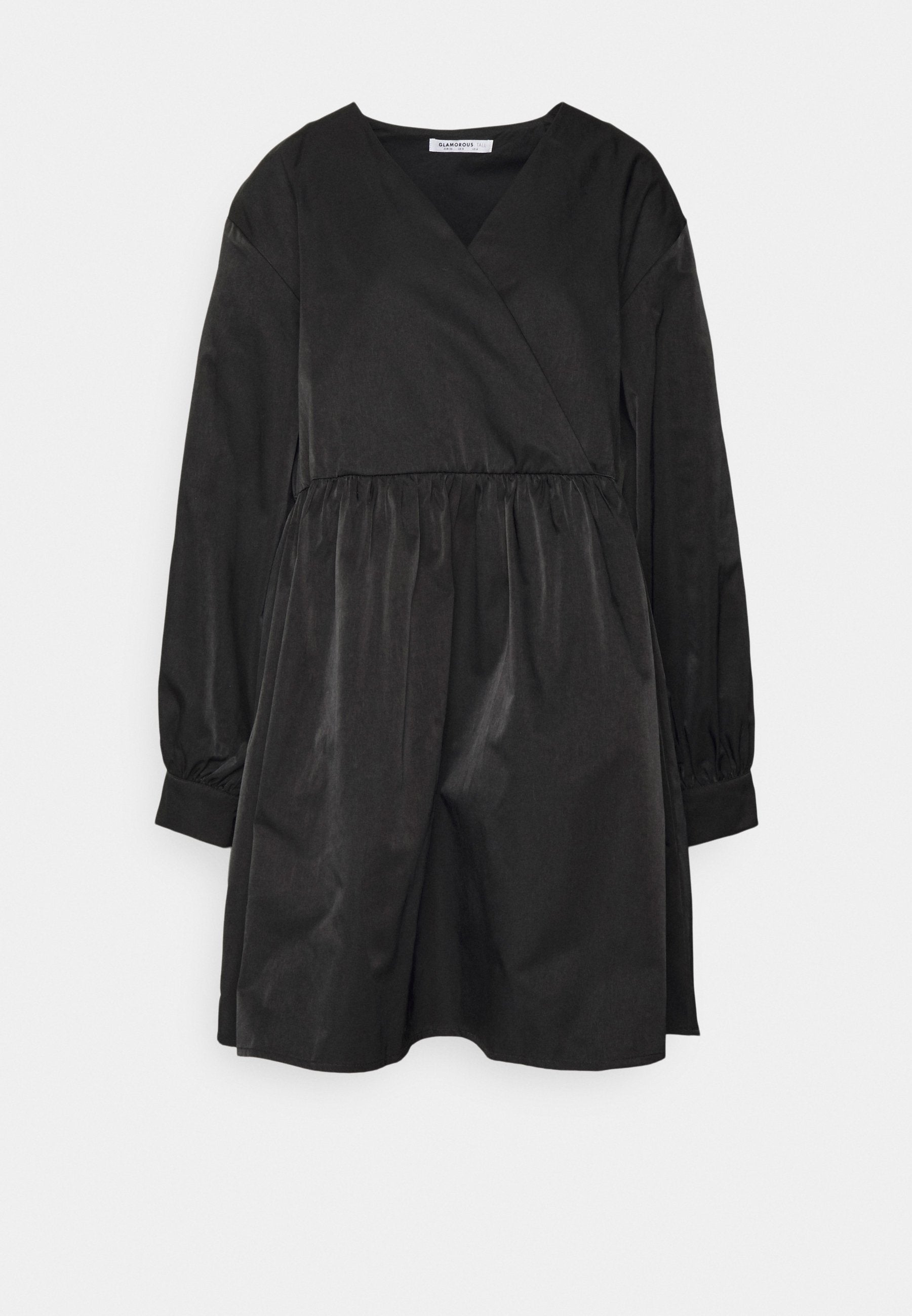Glamorous Tall FIXED WRAP FRONT SMOCK DRESS WITH LONG SLEEVES