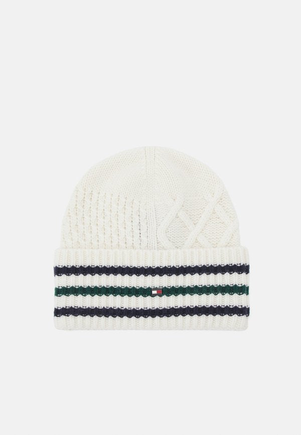 Tommy Hilfiger FLAG CABLE BEANIE UNISEX - Beanie - ivory