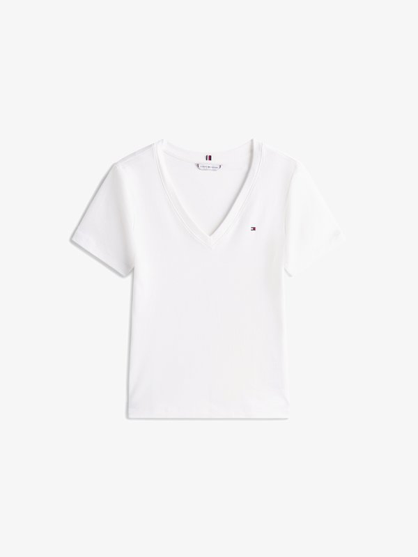 Tommy Hilfiger SLIM CODY V NECK - Basic T-shirt - ecru
