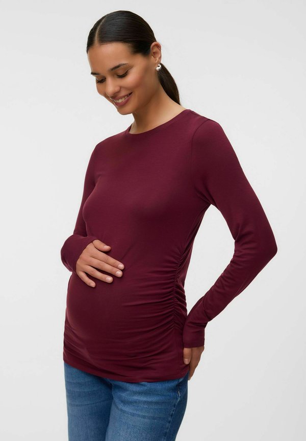 Vero Moda TOP REGULAR FIT ROUND NECK T-SHIRT - Long sleeved top - windsor wine
