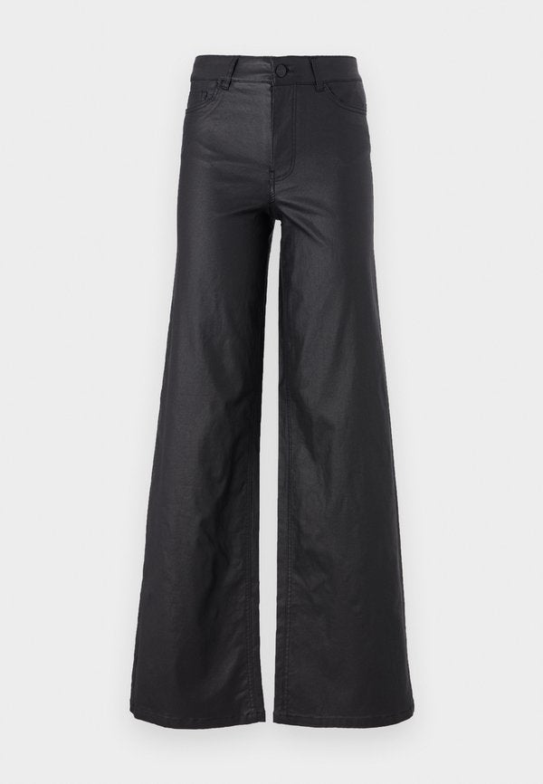 ONLY ONLMADISON WIDE COATED PANT  - Wide Leg - black