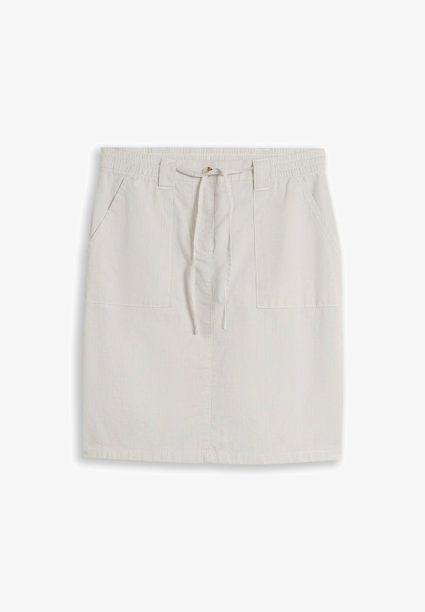 TOM TAILOR TOM TAILOR RÖCKE CHINO-ROCK MIT KORDELZUG - Pencil skirt - delicate taupe grey stripe