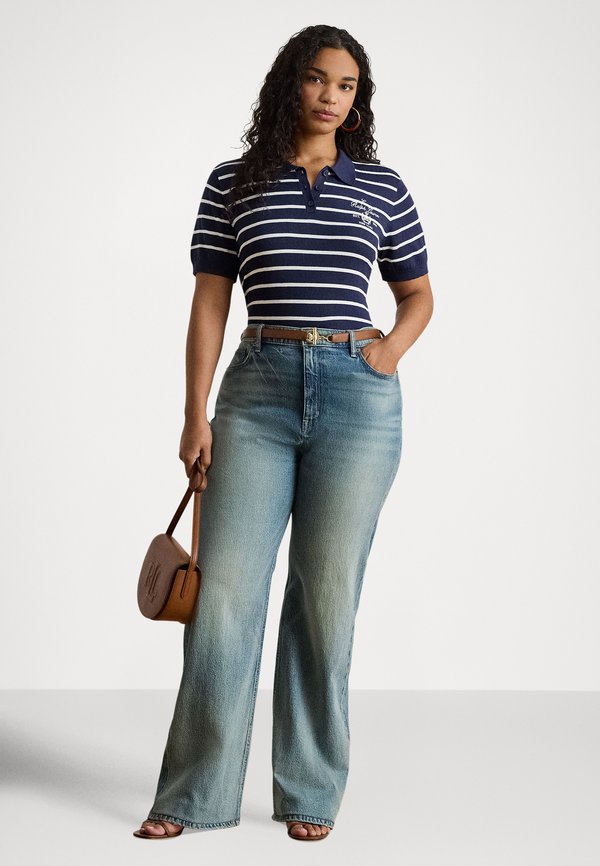 Lauren Ralph Lauren Woman STRIPED COTTON-BLEND POLO
