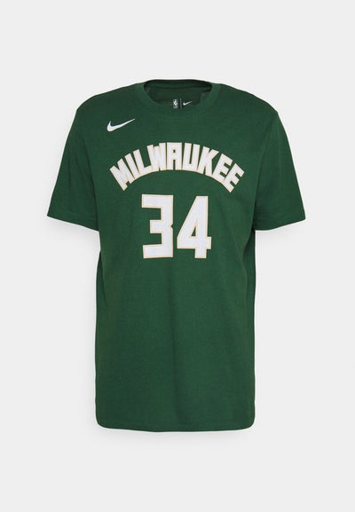Nike Performance NBA GIANNIS ANTETOKOUNMPO MILWAUKEE BUCKS NAME AND NUMBER TEE - Print T-shirt - fir/antetokounmpo