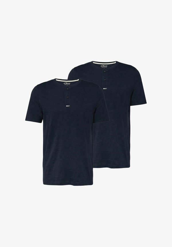 s.Oliver S.OLIVER HERREN HENLEY T-SHIRT | 2 STÜCK - Basic T-shirt - x blau