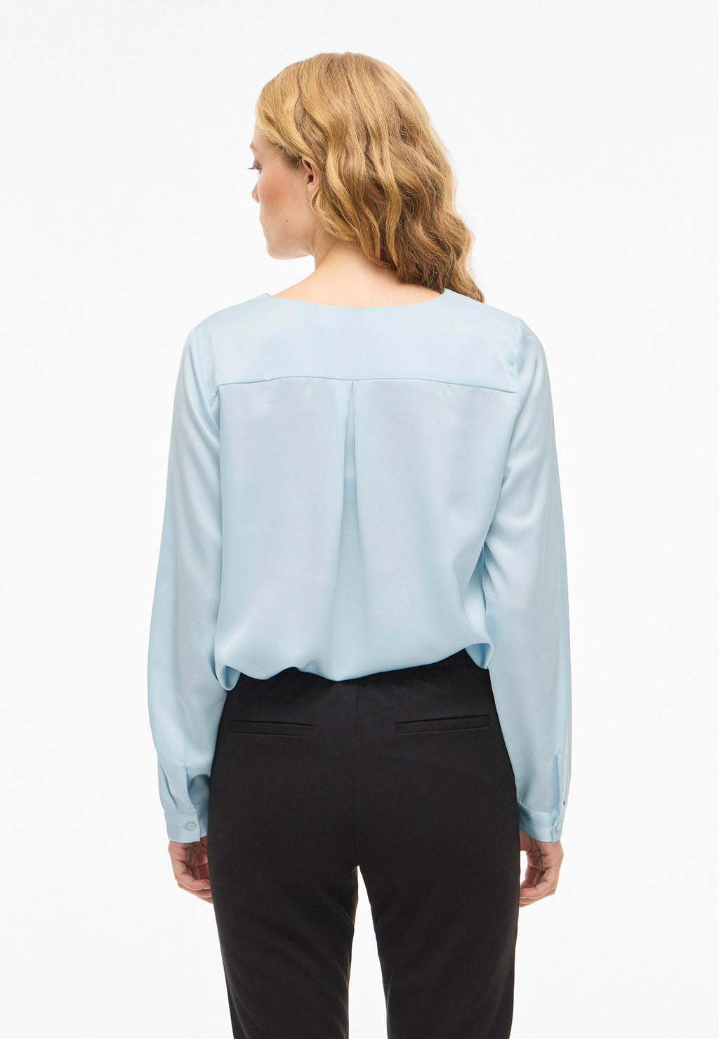 VILA VIELLETTE V-NECK L/S SATIN SHIRT - NOOS