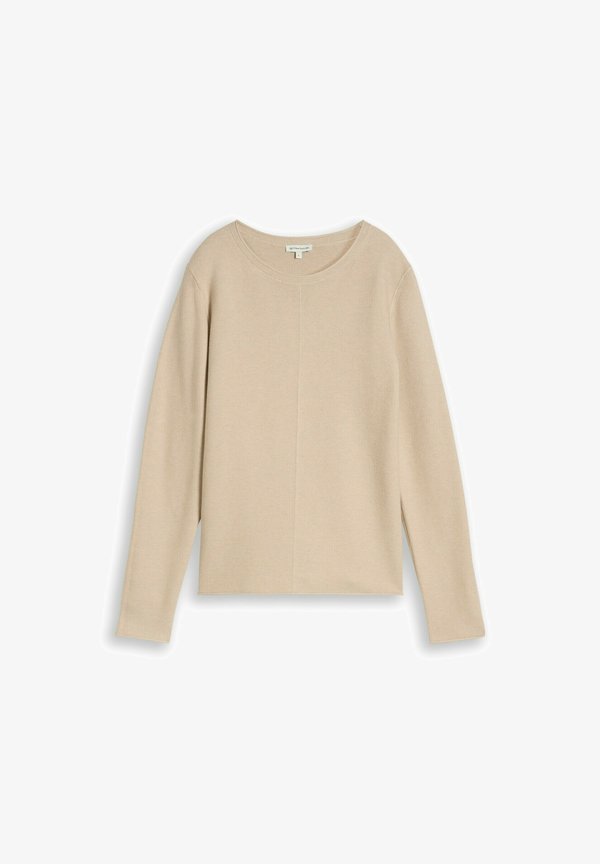 TOM TAILOR KNIT STRUCTURE CREWNECK - Jumper - gravel beige melange