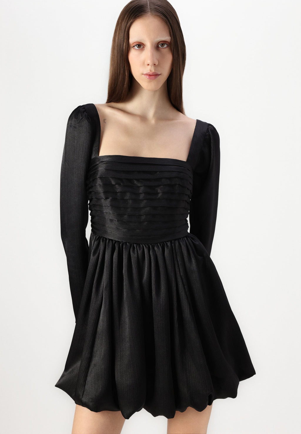 Abercrombie & Fitch The A&F Emerson Bubble Hem Satin Mini Dress