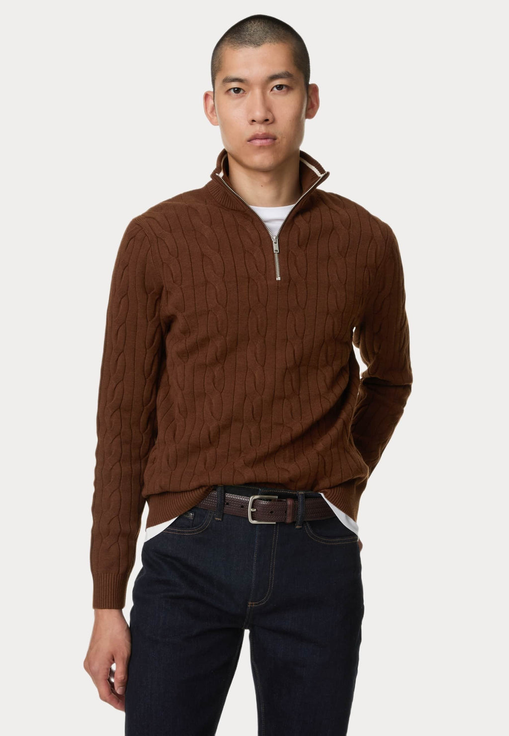 Marks & Spencer CABLE FUNNEL NECK