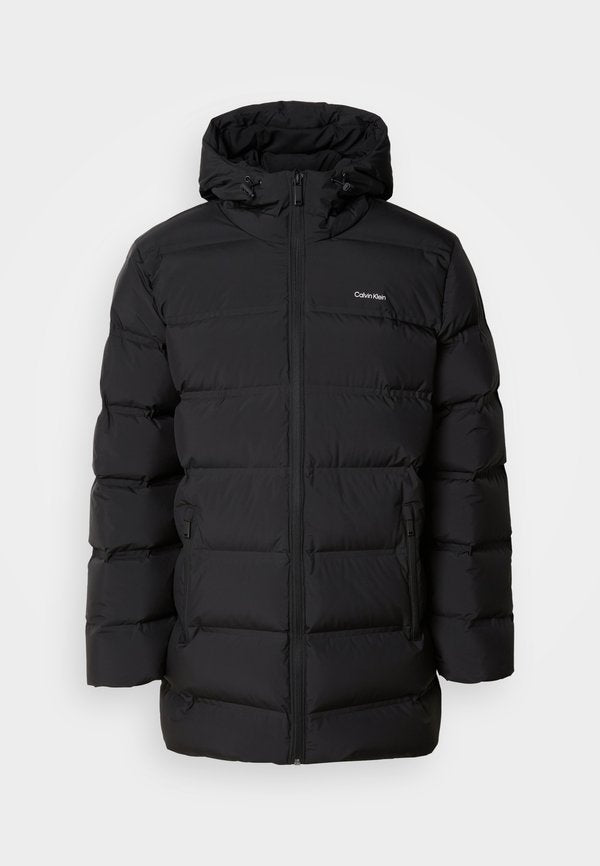 Calvin Klein LONG HOODED - Down coat - black