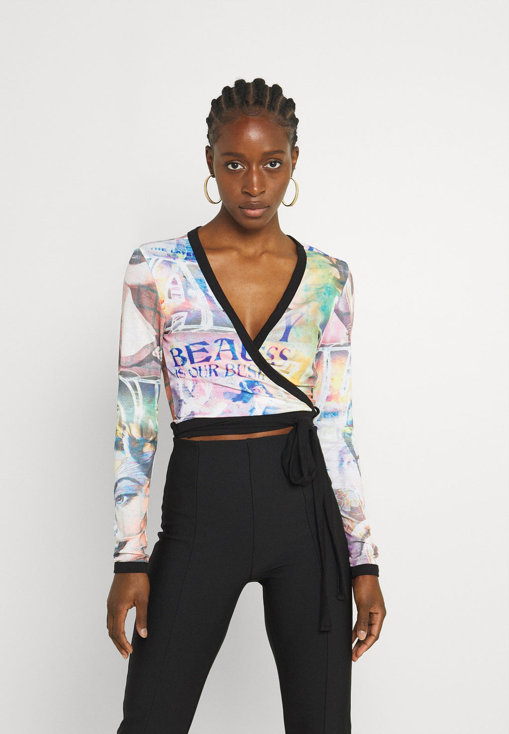 NEW girl ORDER PRINT CROSS OVER WRAP