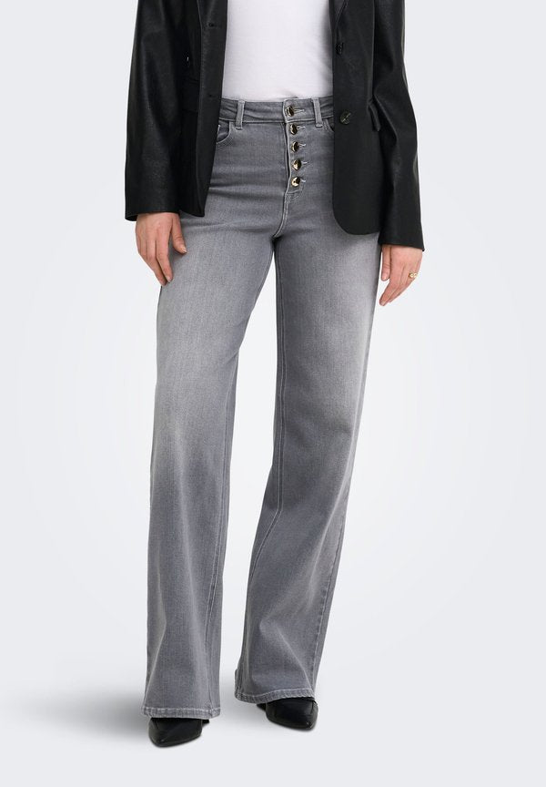 ONLY WIDE-FIT JEANS ONLMADISON MID WAIST WIDE LEG FIT JEANS - Wide Leg - light grey denim