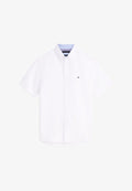 Tommy Hilfiger REGULAR FIT LINEN BLEND SHORT SLEEVE SHIRT - Shirt - white