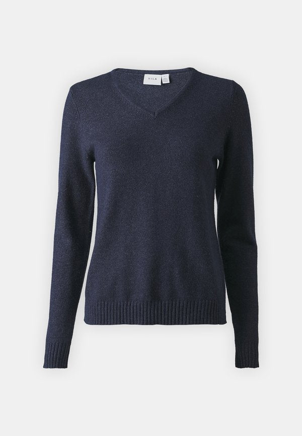 VILA VIRIL V-NECK L/S KNIT TOP - NOOS