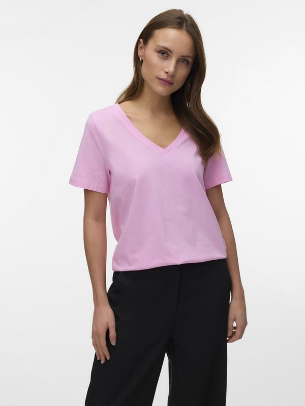 Vero Moda VMPAULINA NECK NOOS - Basic T-shirt - bonbon