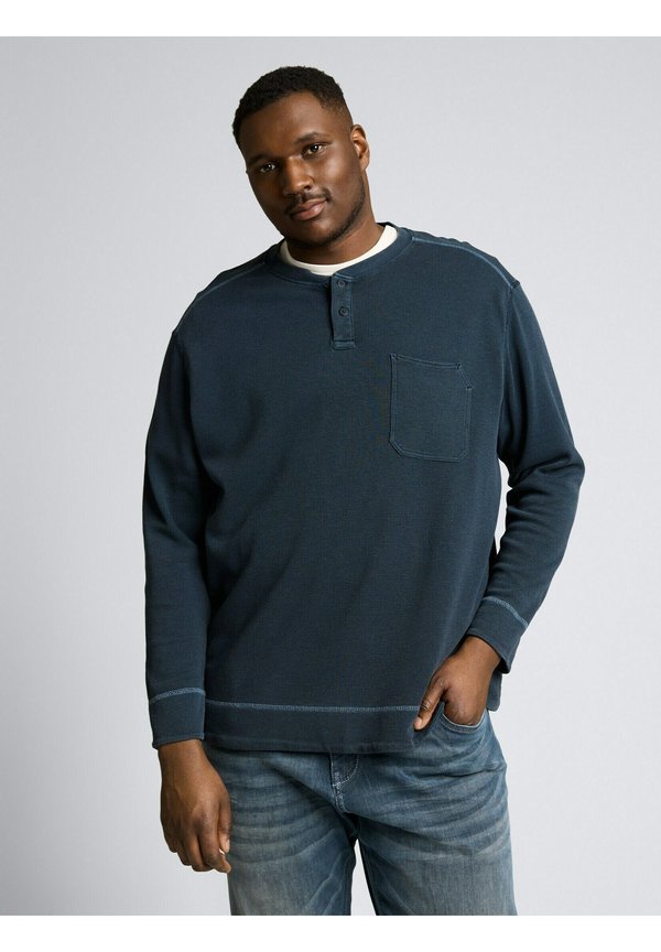 TOM TAILOR PLUS SIZE - HENLEY LANGARM MIT TRUKTU - Jumper - sky captain blue