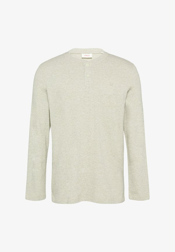 s.Oliver MELIERTES LONGSLEEVE MIT HENLEY-AUSSCHNITT - Long sleeved top - helles beige