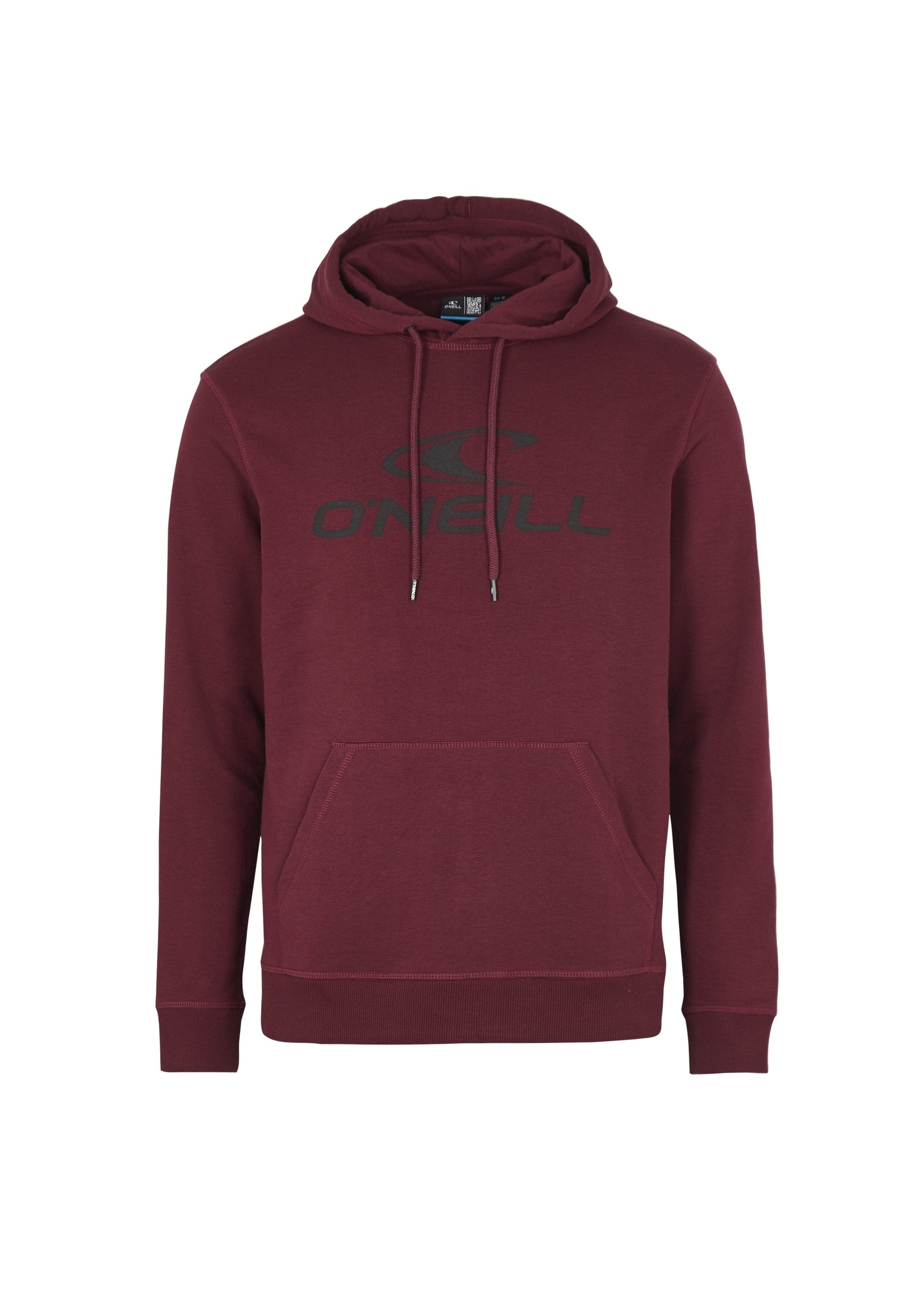 Maronfarbener O'Neill-Hoodie mit Fronttasche, verstellbarem Kordelzug an der Kapuze und schwarzem Markenlogo in der Mitte der Brust.