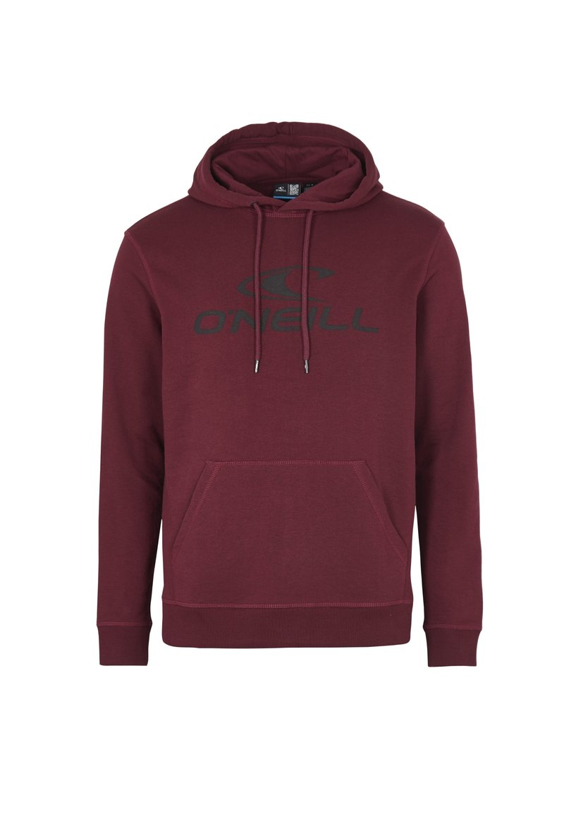 Maronfarbener O'Neill-Hoodie mit Fronttasche, verstellbarem Kordelzug an der Kapuze und schwarzem Markenlogo in der Mitte der Brust.