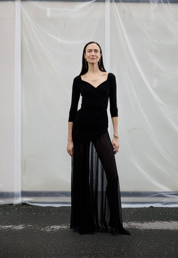 Norma Kamali OFF SHOULDER SWEETHEART COMBO FLARED GOWN