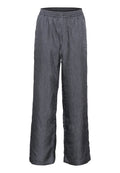 Graue, weite Hosen aus gekräuseltem Stoff. Mit einem elastischen Bund und Kordelzug sowie einer strukturierten Oberfläche für zusätzliche Details.