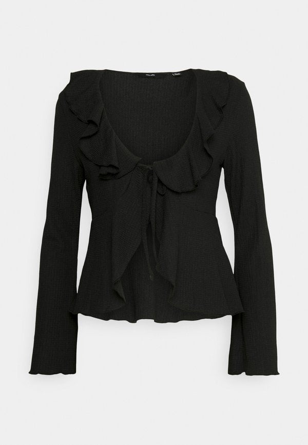Vero Moda Petite VMGELINA FLOUNCE  - Blouse - black