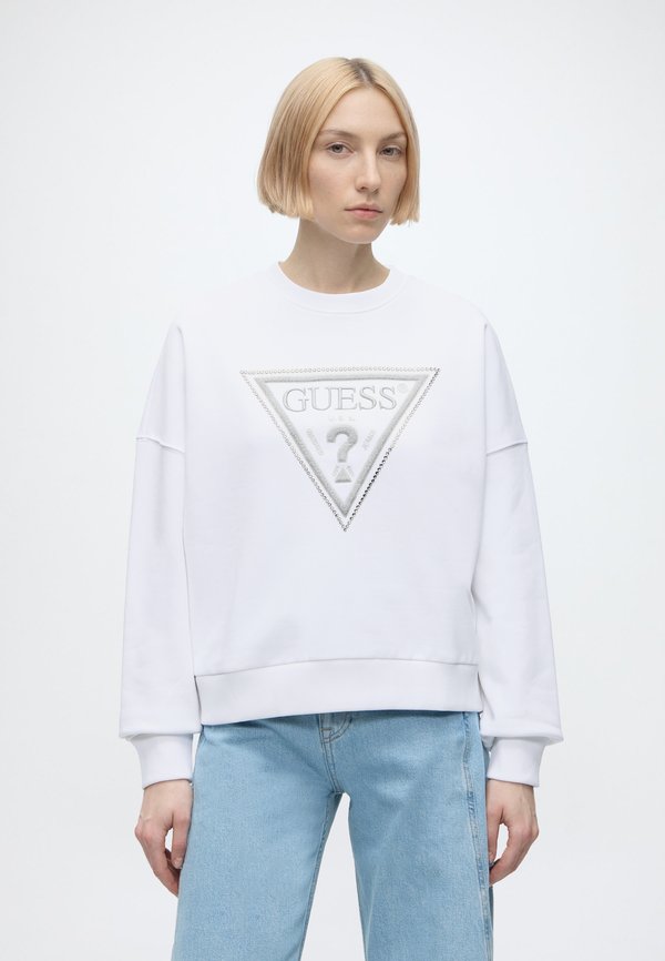 Guess TRIANGLE GLITTER - Sweatshirt - pure white