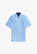 Tommy Hilfiger REGULAR FIT LINEN BLEND SHORT SLEEVE SHIRT - Shirt - cloudy blue
