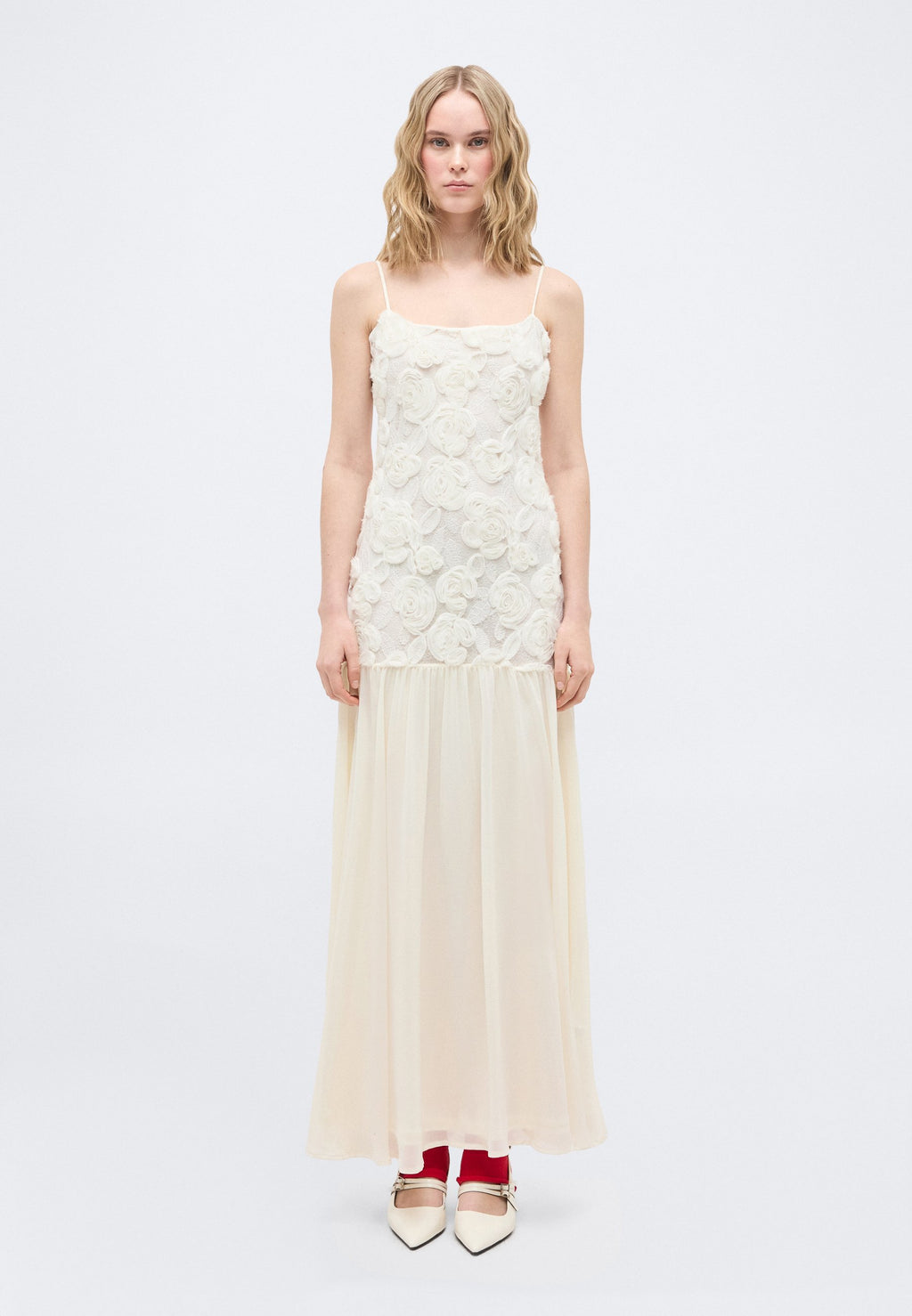 Gina Tricot EMBROIDERY DROPPED WAIST DRESS
