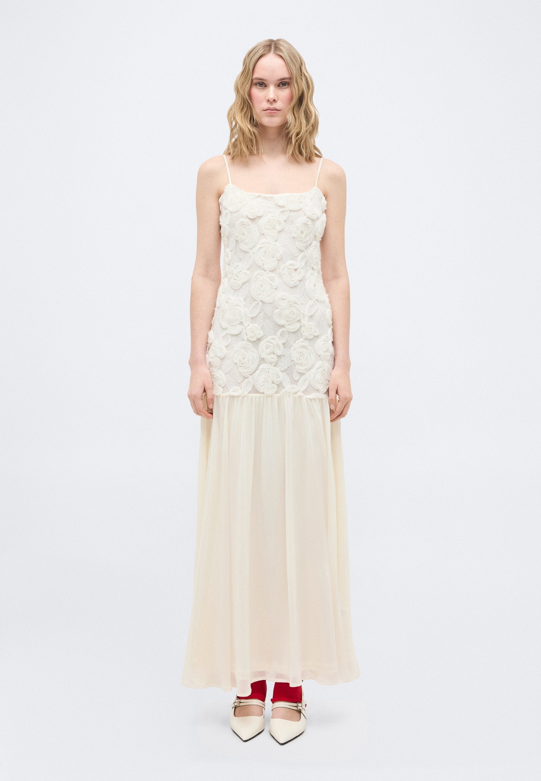 Gina Tricot EMBROIDERY DROPPED WAIST DRESS
