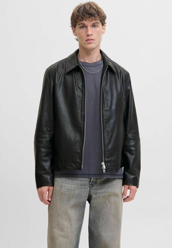 Jack & Jones Leather Leather - Leather jacket - black