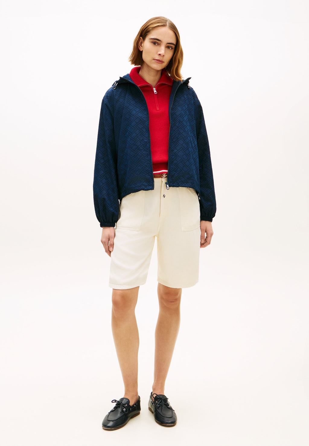 FLAG PRINT RELAXED HOODED WINDBREAKER Media 2