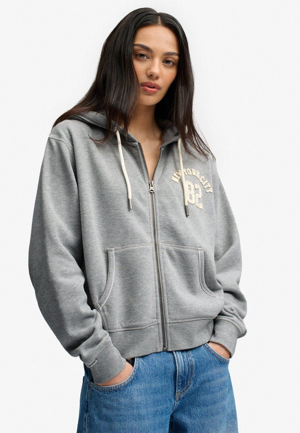 Superdry & Co SUPERDRY ATHLETIC ESSENTIAL RELAXED CROP ZIP HOODIE.. - Zip-up sweatshirt - grey marl
