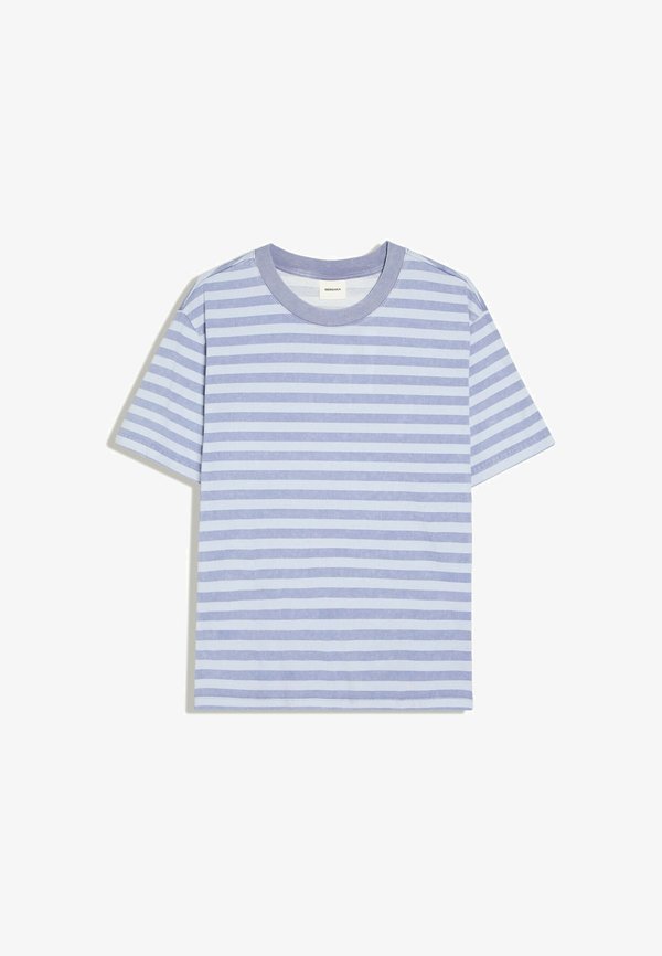Bershka STRIPED WASHED SHORT SLEEVE - T-SHIRT - Print T-shirt - blue