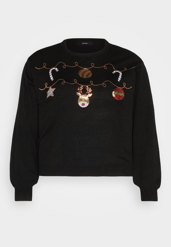 Vero Moda Curve VMGARLAND XMAS - Jumper - black