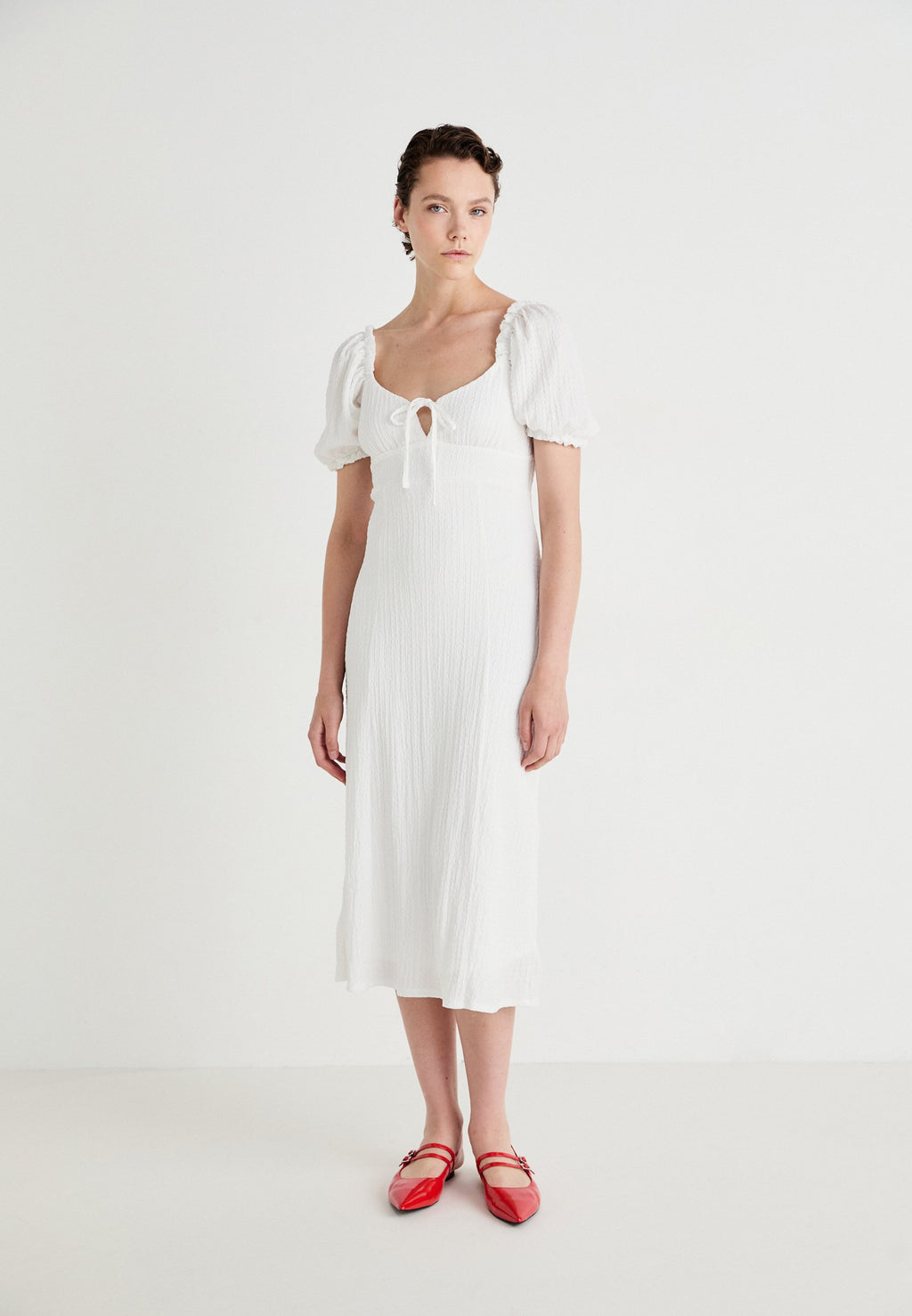 Gina Tricot PUFF SLEEVE MIDI DRESS