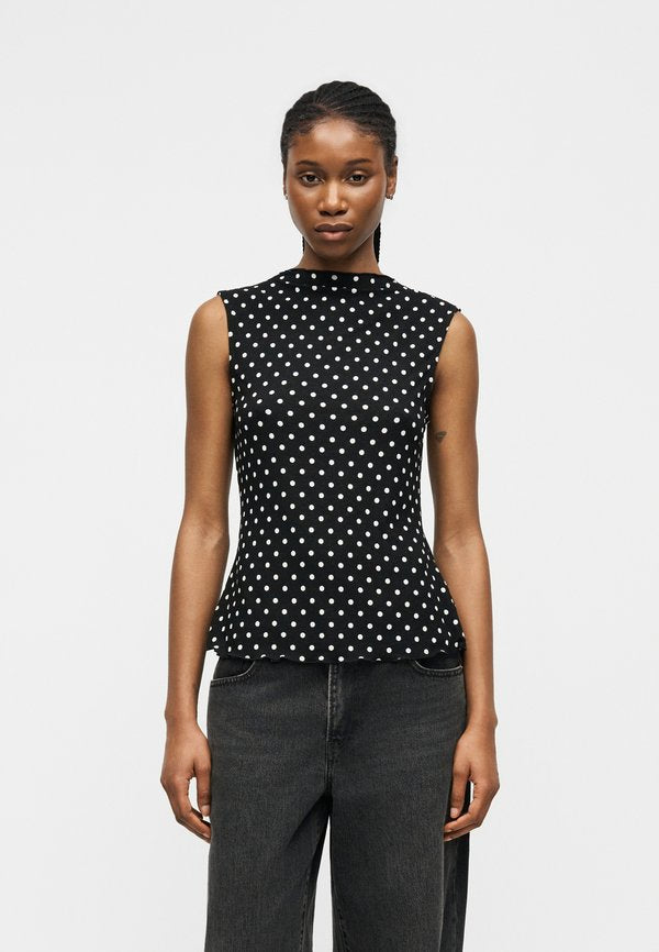 Vero Moda VMIDAO NECK - Top - black/snow white