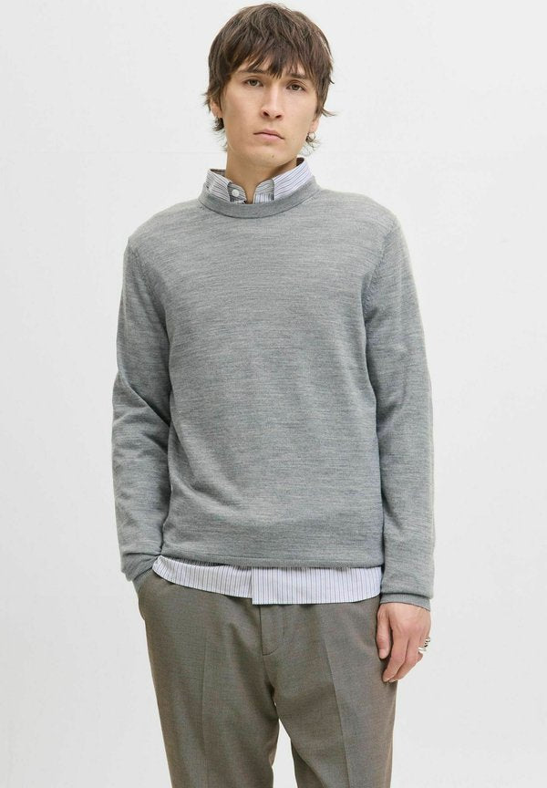 Jack & Jones Knitted Plain Knitted - Jumper - medium grey melange
