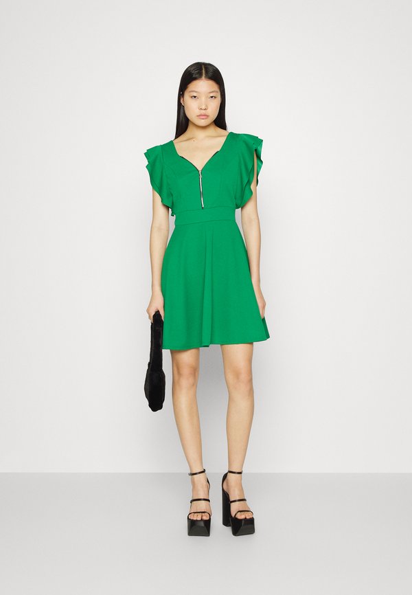 WAL G. DANYA RUFFLE SLEEVE ZIP SKATER DRESS