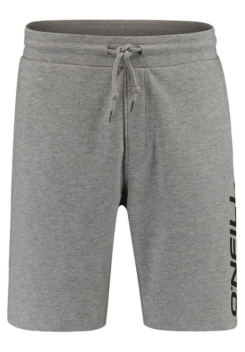 Graue Sweat-Shorts aus weichem Material, mit einem elastischen Bund und Kordelzug. Schwarzes "O'Neill"-Logo auf der linken Seite.