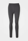 Schwarze Leggings mit hohem Bund, glatter Textur und enganliegender Passform. Verfügt über seitliche Taschen und kontrastierende Nähte.